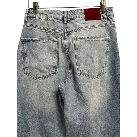 Zara Z1975 Jeans Womens 4 Light Wash Denim Straight Leg Cuffed High Rise Cotton - Picture 9 of 11